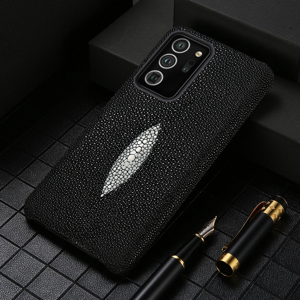 

Luxury Genuine Stingray Leather Cell Phone Case For Samsung Galaxy Note 20 Note20 Note10 Ultra 10 9 Plus S9 S10 S20 Plus Cover