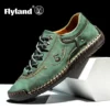 FLYLAND Classical Men's Leather Loafers Vintage Hand Stitching Oxfords Chukka Boots Ankle Boots Casual Daily Work Office Shoes 6