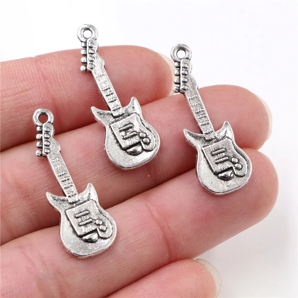 31x11mm 20 stücke Antike Silber Überzogene Gitarre Handgemachte Charme Anhänger: DIY für armband necklace-Q5-01