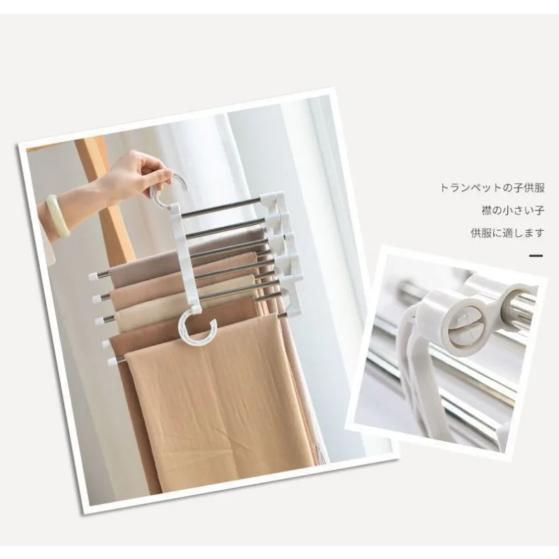 Magic Trouser Rack Stainless Steel Folding Hooks Bedroom Wardrobe Storage Closet Storage Space Saver Trouser Skirt Hooks