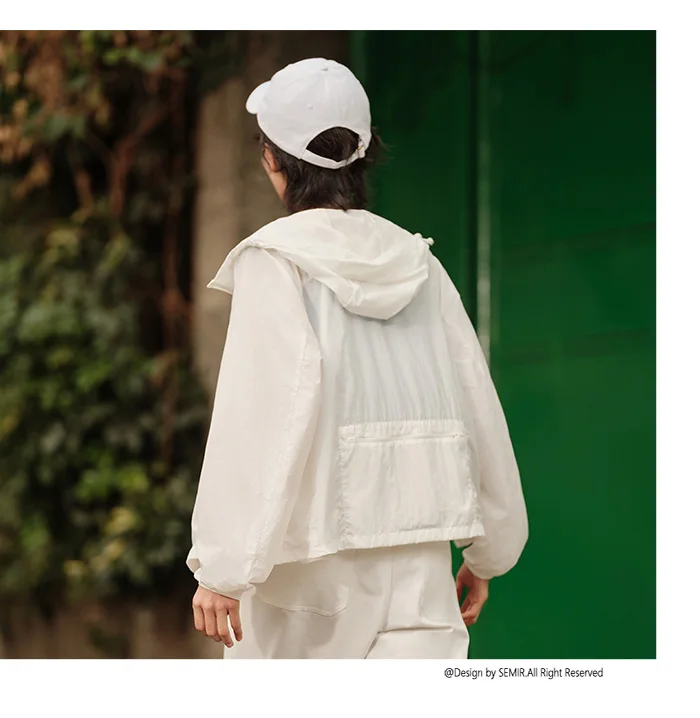 Jacket Women Splicing Mesh Hooded Jacket Loose Summer New Texture Cooling Sunscreen Clothes Hundred