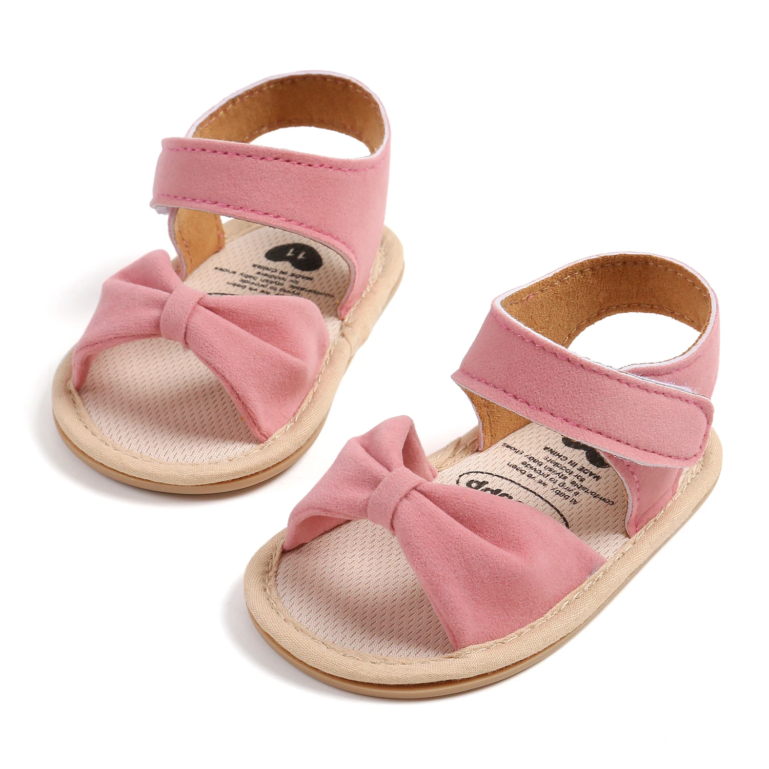 Infant Baby Girl Shoes Summer Sandals PU Leather Bowknot Rubber Sole Anti-Slip Newborn First Walker Crib