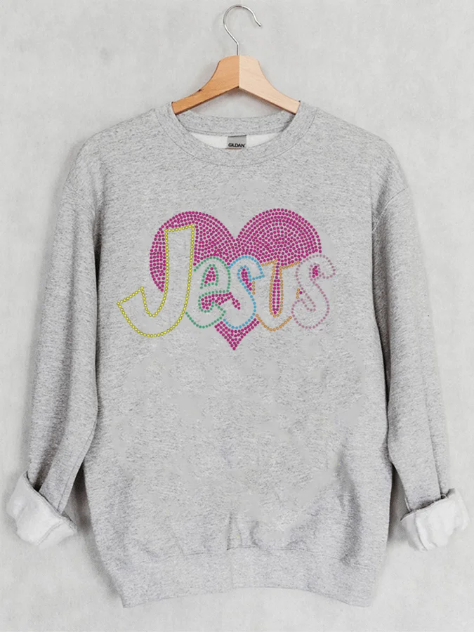 American Plus Size Hoodless Pullover Casual Round Neck Jesus Sweatshirt Autumn Winter Christmas Hoodie Fashion Tops Clothes