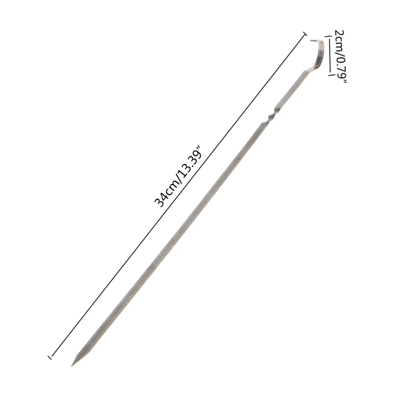 10 Pcs Stainless Steel Flat Meat Skewers For Outdoor BBQ Barbecue