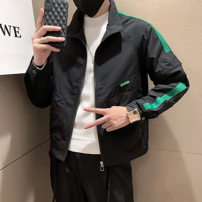 Autumn Winter Loose Casual Patchwork Jacket Hombre Turn Down Collar Zipper Coat Male Fashion All-match Cardigan Outwear Top Men