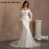 EVLAST Customized 2025 Mermaid Wedding Dress Off Shoulder Lace Applique Beading Vestido De Novia Bridal Gown Robe De Mariee MD05 1
