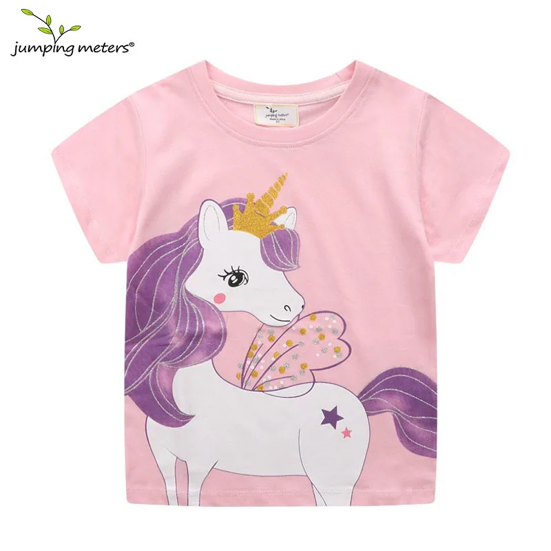 Jumping Meters 2-7T Rainbow New Designs Girls T Shirts Summer Children's Clothes Short Sleeve Kids Tees Tops Baby Costume Shirt 3