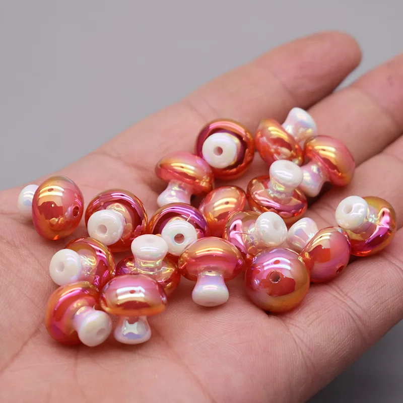 Acrylic Beads 10pcs/bag Red Mushroom For Jewelry Making DIY Accessories