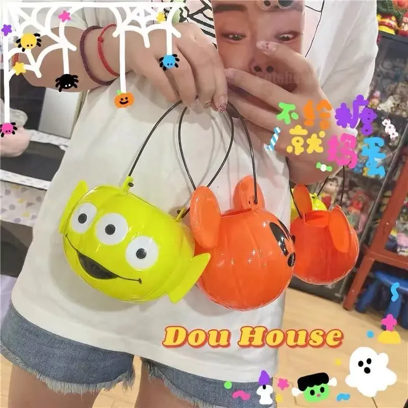 Disney Mickey Jack-o-lantern Storage Bucket New Cute Cartoon Fashion Kids Candy Cookie Snack Bucket Storage Birthday Gift