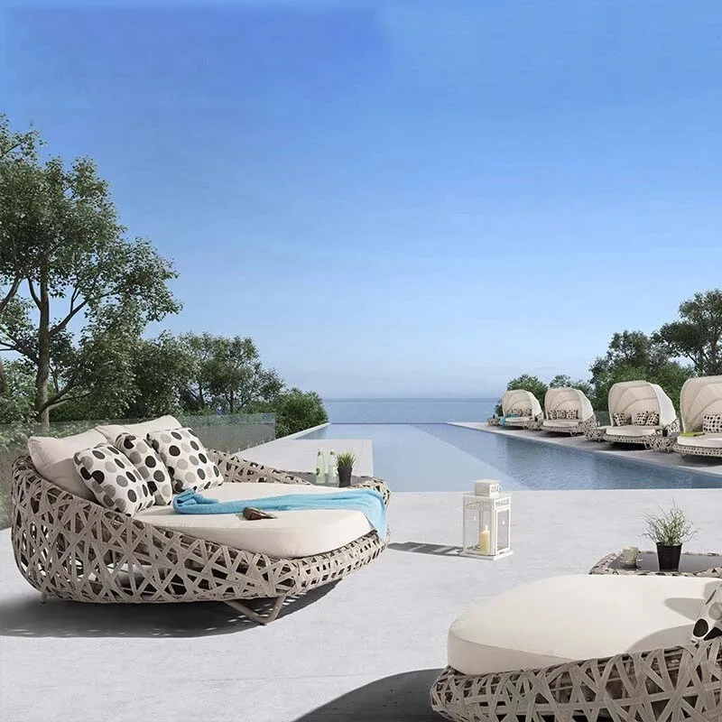 Outdoor swimming pool rattan sofa courtyard villa living room garden sun protection rattan chair sofa furniture combination