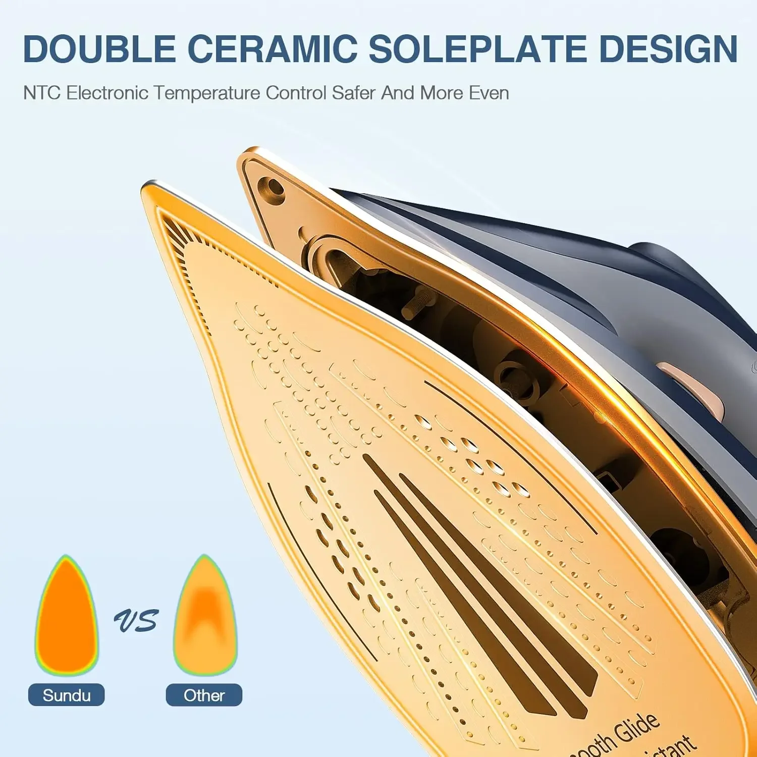 Station with Ceramic Soleplate, 1800W Steam Station Iron for Clothes with 1.5L Removable Water Tank, Iron Lock for Easy Carry, A 5