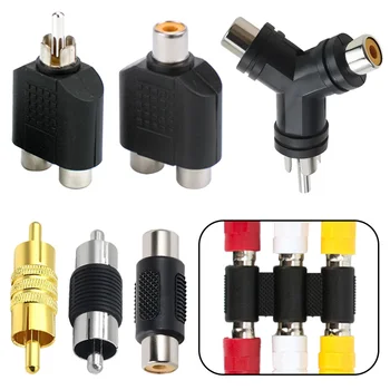 5Pcs RCA Lotus Male Plug RCA Lotus Female Jack Socket 3 Female 3Way Adapter RCA Audio Connector for Audio Speaker Video Cable 1
