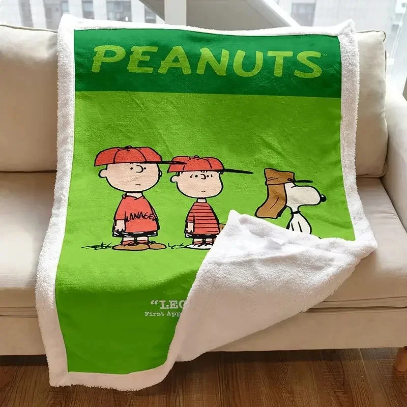 Manta gruesa, cálida y cómoda con estampado digital de dibujos animados de Charlie Brown, Lucy, Linus y Snoopy para hombres y mujeres