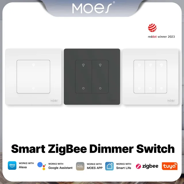สวิตช์หรี่ไฟอัจฉริยะ MOES ZigBee รุ่น Star Ring สำหรับควบคุมการหรี่ไฟผ่านแอป Smart Life ทำงานร่วมกับ Alexa และ Google Home ปรับความสว่างได้ 1-3 ช่อง 1