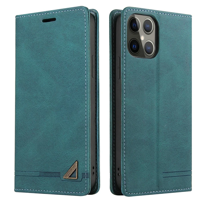 Premium RFID Leather Flip Case with Card Slots and Textured Book-Style Cover