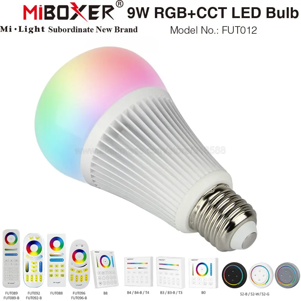 Miboxer 9W E27 Rgb + Cct Smart Wifi Lampadina A Led Fut012 Ac110V 220V 2.4G Smartphone Remoto A 4 Zone App Alexa Google Voice Control