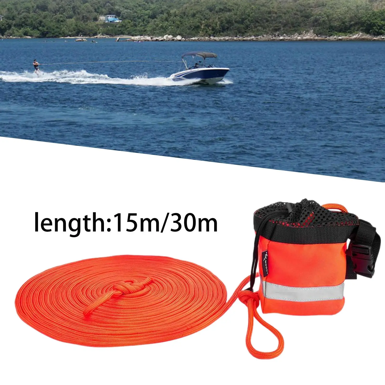 Throwable Rope Throw Bag Throw Rope Practical Emergency Rope Rope Throw Bag for Boating Fishing Buoyant Dinghy Canoe Raft