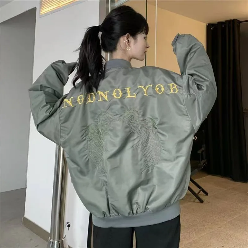 HOUZHOU Vintage Black Bomber Jacket Women Gothic Style Oversize Harajuku Streetwear Baseball Jackets Japanese Y2k Aesthetic Tops