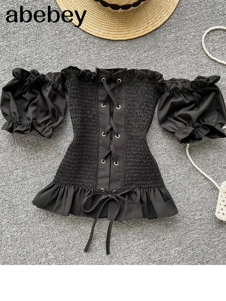 Girls Short Sleeve Tops 2022 Women Fashion New Sexy Short Crop Holiday Solid Color Casual Blouse L861