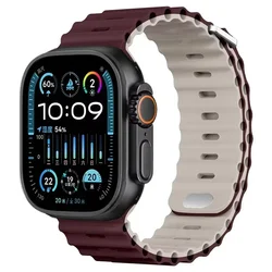 Ocean Silicone Watch Strap - Premium Durable Design for Comfort and Style (Wine red starlight)