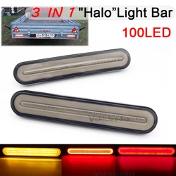 2x Waterproof 100 LED Truck Sequential Flowing Signal Light Lamp Trailer Brake Light 3 in1 Neon Halo Ring Tail Brake Turn Light