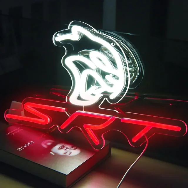 SRT รถบริการป้ายนีออน LED Neon Light Sign Light Up ป้ายนีออนรถ Refit โรงรถผนังโรงรถรถร้านซ่อมป้ายรถ 1