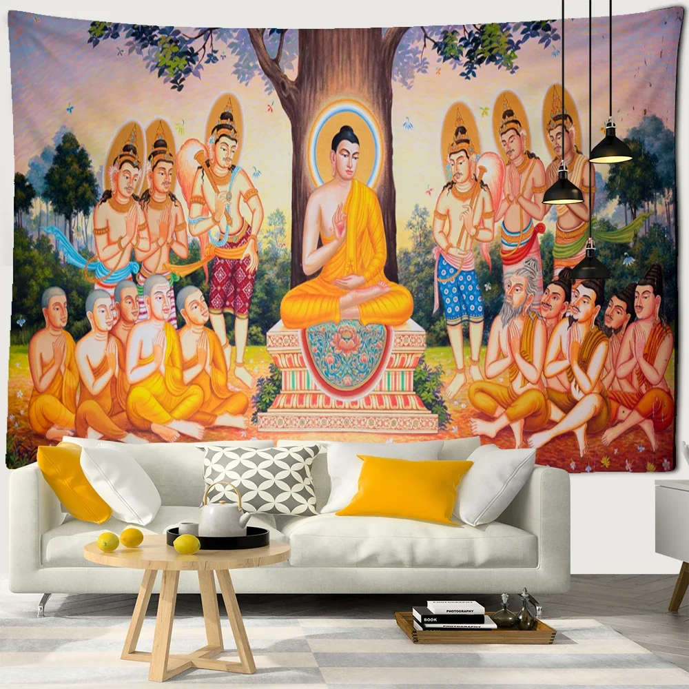 

Bedroom Decor Aesthetic Tapestry Indian Buddha Vintage Room Decoration Bohemian Religious Wall Hanging for Home Living Room Dorm