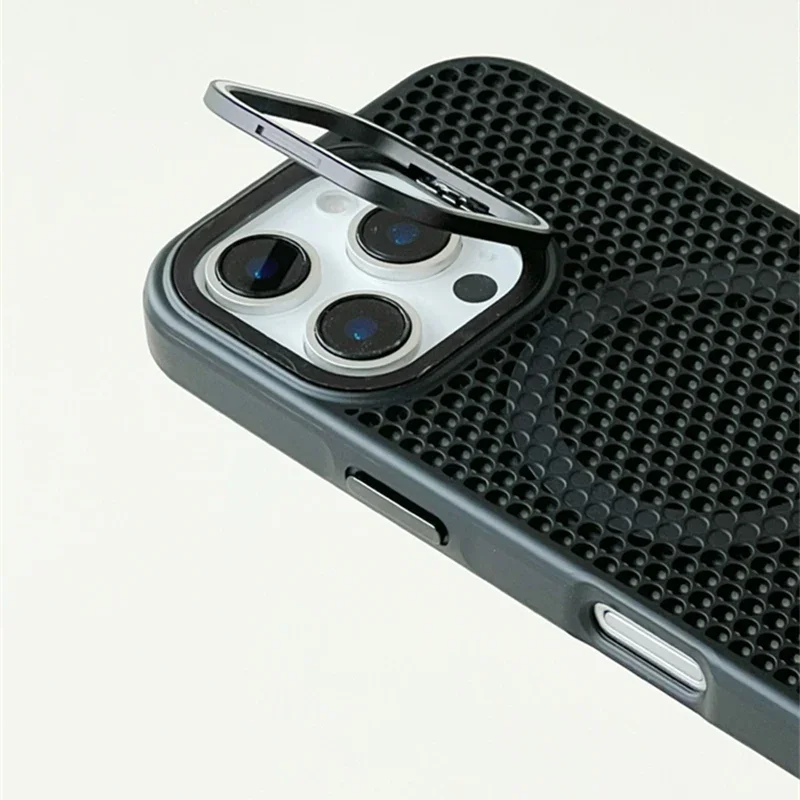 Honeycomb Cooling Mesh MagSafe Case with Alloy Lens Bracket & Wireless Charging Cover
