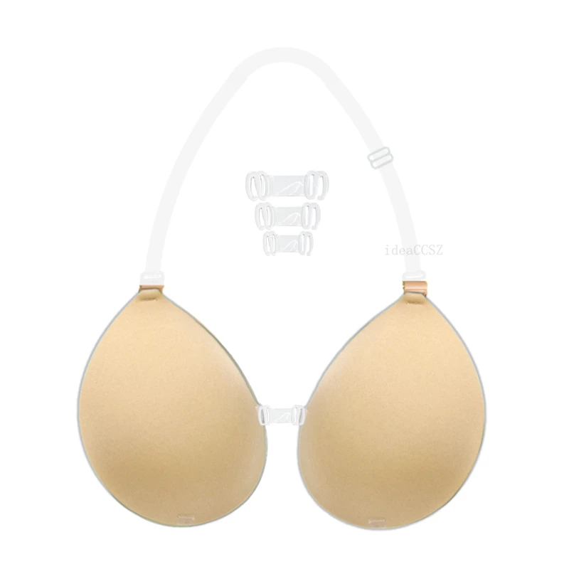 Invisible Adhesive Bra for Women Backless Strapless Push Up Sticky Silicone Wedding Underwear with Transparent Strap Reusable 1