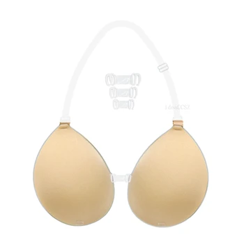 Invisible Adhesive Bra for Women Backless Strapless Push Up Sticky Silicone Wedding Underwear with Transparent Strap Reusable 1