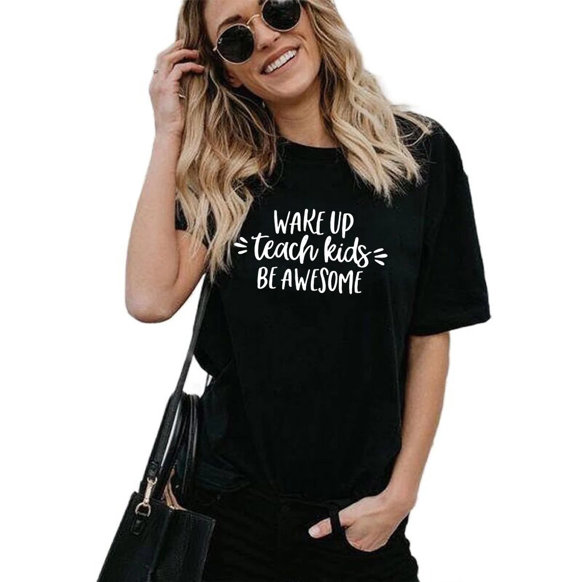 

Wake Up Teach Kids Be Awesome Shirt Gift for Teacher cotton t Shirt Elementary School Teacher Middle School Teacher tops tees