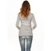 Long Sleeve O-Neck Maternity Cotton Nursing Tees Summer Striped Lactation Tops Postpartum Woman Breastfeeding T-Shirt 3