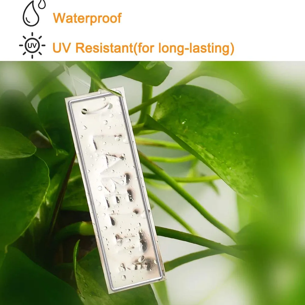 50 Stück Aluminium-Pflanzenetiketten, doppelseitige Metalletiketten, Baum-ID-Tag, wasserdichter Eisendraht, Kinderzimmer-Gartenetiketten, Bonsai-Schild-Tag – Detail 11