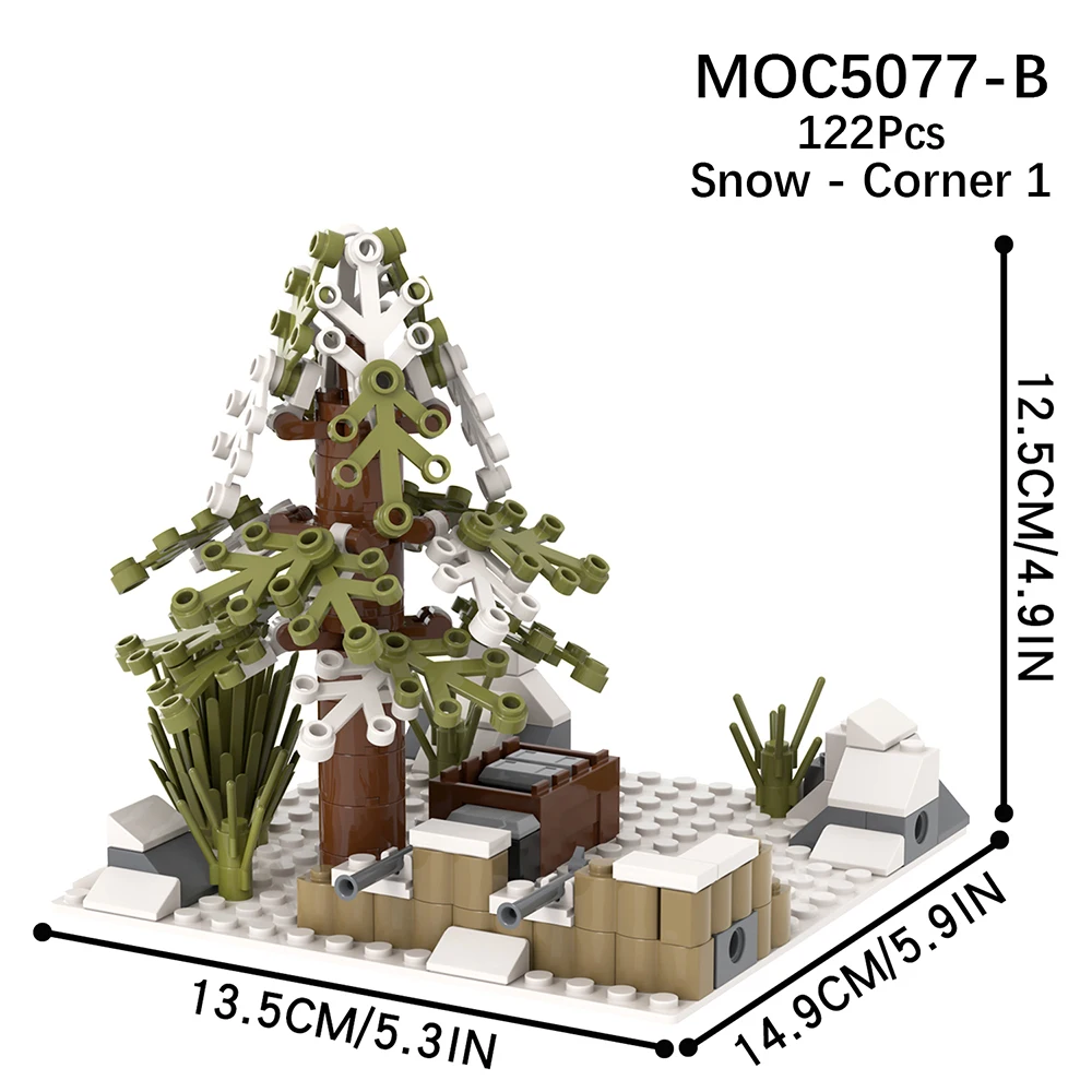 MOOXI Military Battlefield Set MOC Bricks WW2 Snowfield Jungle Wars Scene Compatible Action Figures Building Blocks Toys MOC5077