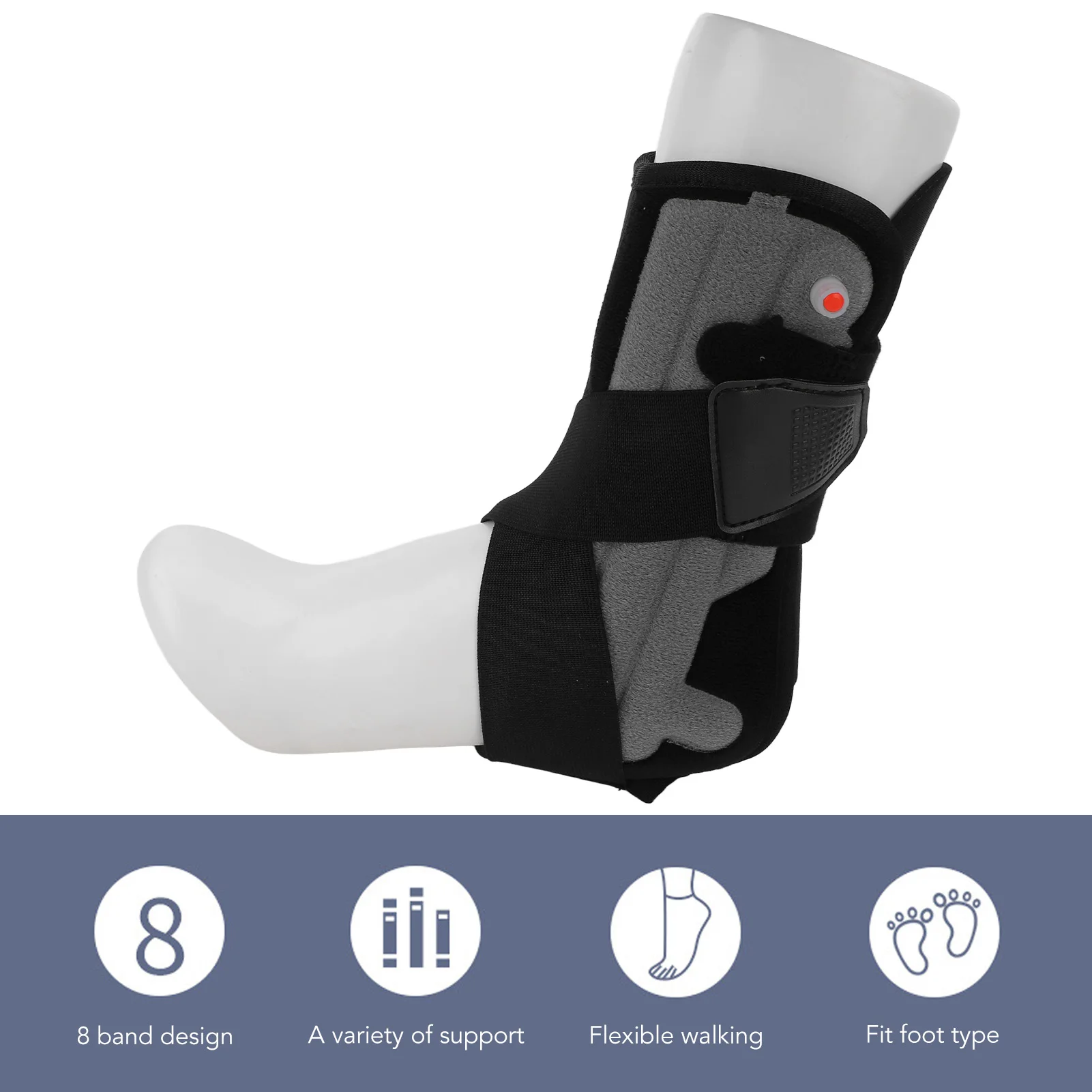 

Gasbag Foot Support Brace Soft Fabric Tightness Adjustable Ankle Foot Stabilizer for Sprain Fracture Recovery Protector