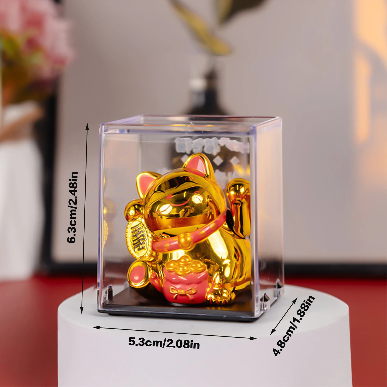 Random Style Solar Energy Automatic Waving Lucky Cat Ornaments Fortune Wealth Welcoming Cat Ornament Suitable for Office Decor