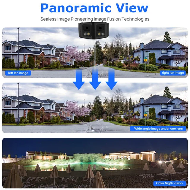 4MP 8MP Dual Light Panoramic Camera POE Built in Mic Speaker Human Detect Color Night Vision Surveillance Hikvision Compatible 2