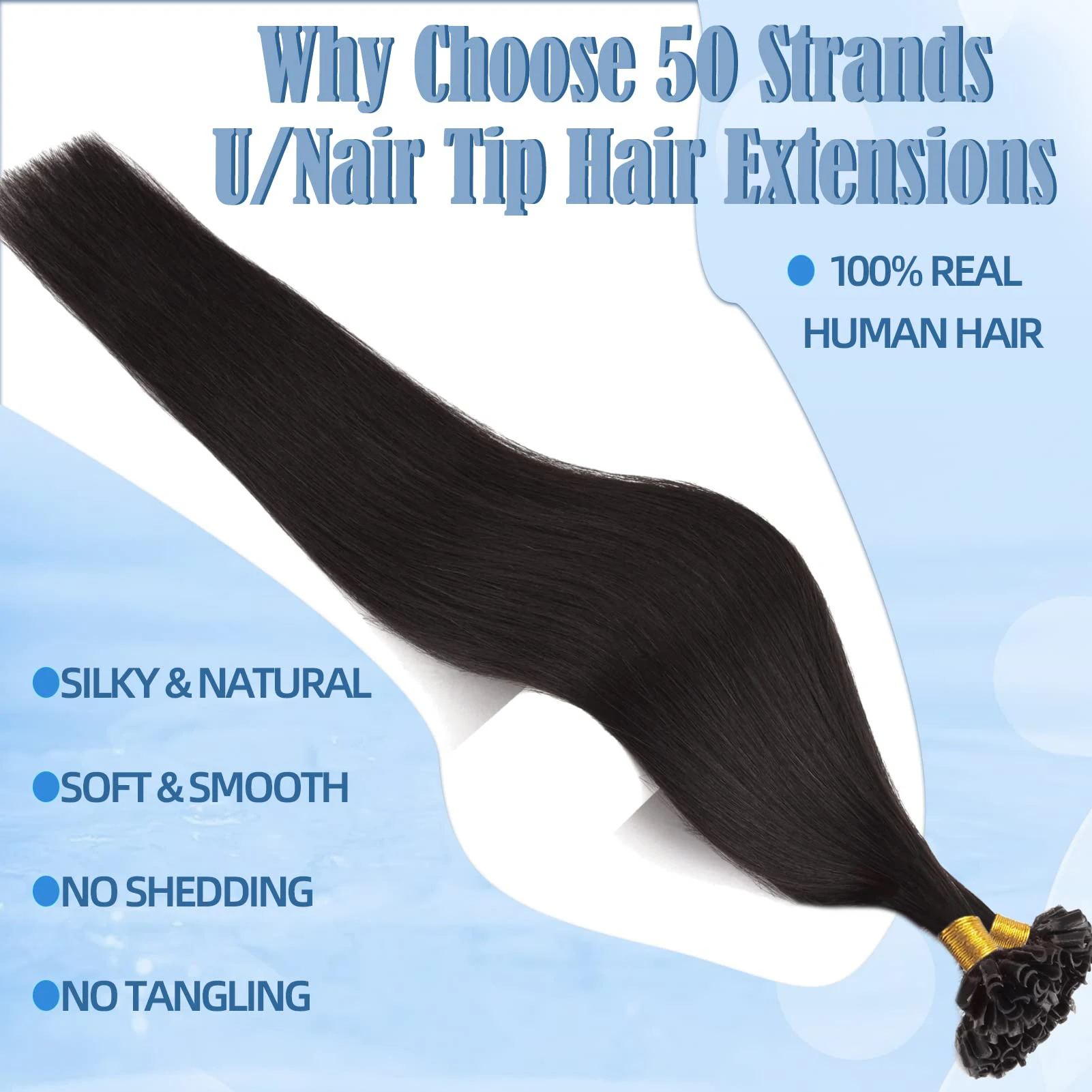 U-образные волосы для наращивания, человеческие волосы, предварительно скрепленные кератиновые волнистые ногти, настоящие человеческие волосы Remy, наращивание для женщин, 50 нитей, 50 г/упаковка