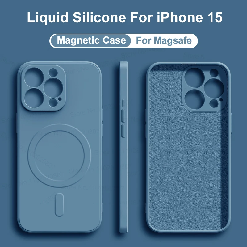 

Liquid Silicone Cases For iPhone 15 14 13 12 11 Pro Max Plus For Magsafe Magnetic Case Wireless Charging Cover Phone Accessories
