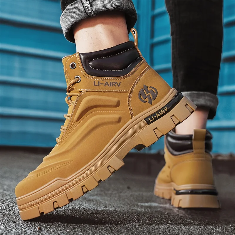 Men's Casual Shoes Thick Bottom Lace-up Workwear Shoes Men for Work Outdoor Men's Shoe High Quality Autumn Winter Hiking Boots