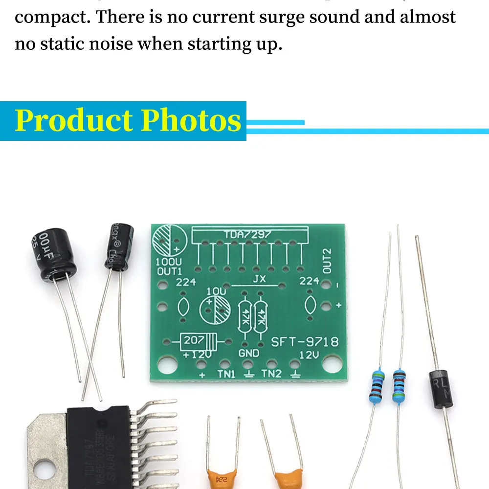 Verstärkerplatine TDA7297 Audio-Lautsprecher-Verstärker-Sound DC 12 V Dual-Audio-Kodierung 15 W elektronisches Diy-Kit Transceiver Verstärker-Enceinte – Detail 6