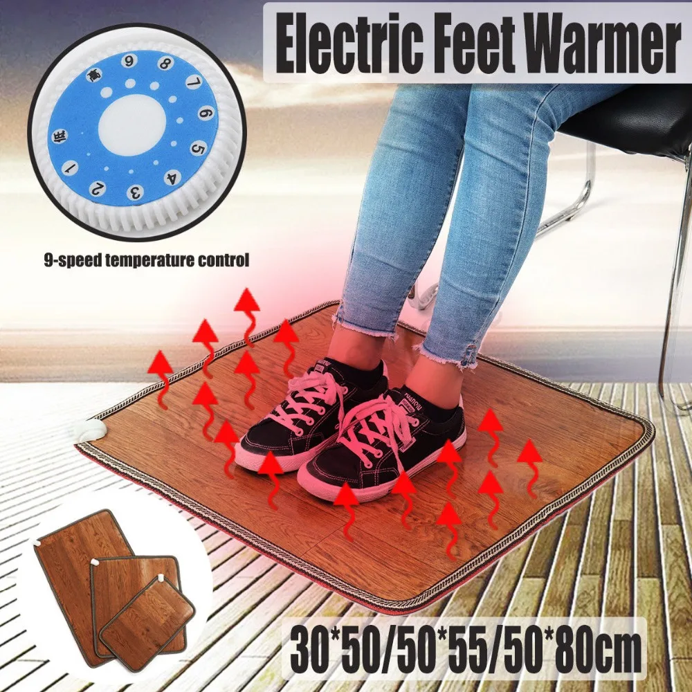 Heated Floor Mat For Foot, Wood Stripe Carbon Crystal Heating Pad, Electric Heated  Foot Warmers For Office, Home