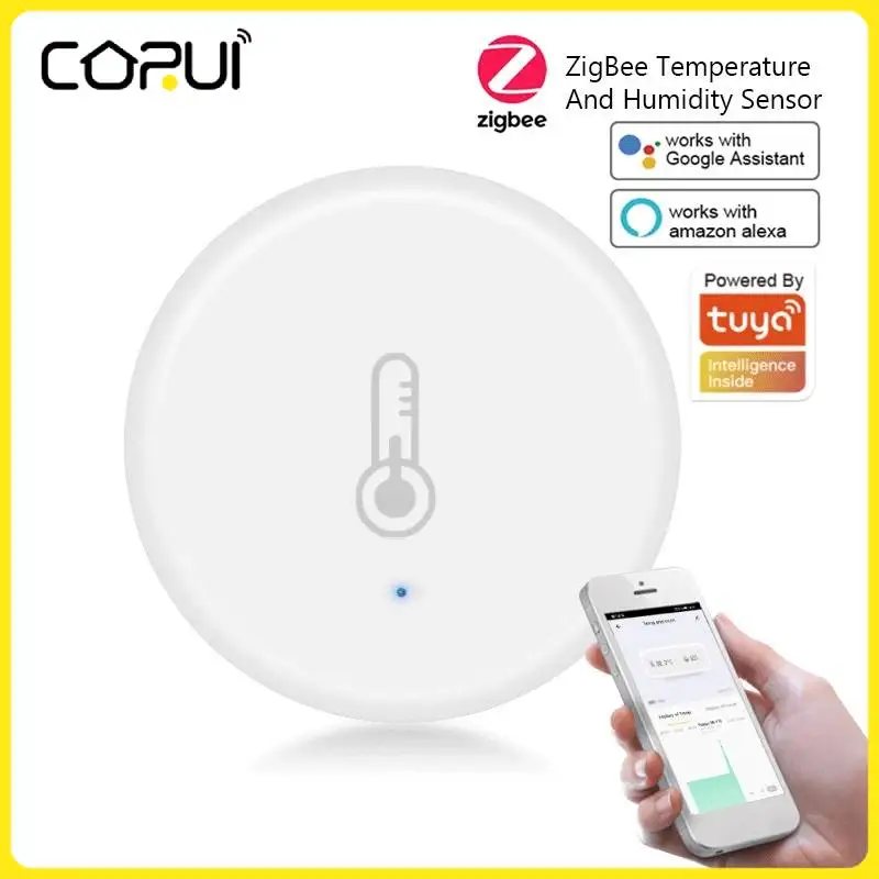 

Tuya ZigBee 3.0 Smart Temperature And Humidity Sensor Remote Monitor Smart Life APP Battery Powered Work With Alexa Google Home