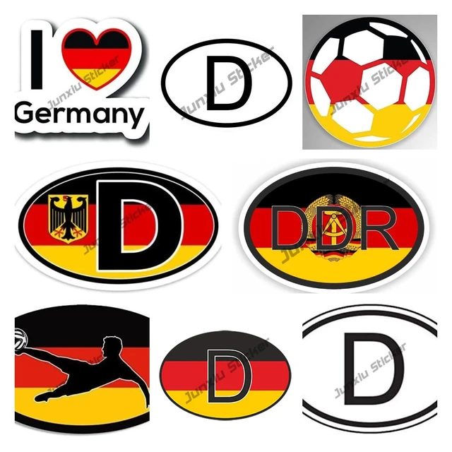 Deutschland Flagge Vinyl Aufkleber DDR/ D Deutschland Land Code Oval mit  Deutsch Flagge fußball Auto Aufkleber