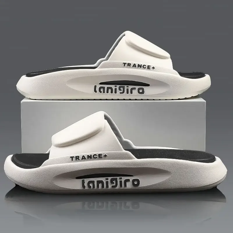 

2023Men's Summer Pvc Soft Slippers Men Outdoor Thicken Anti-Slip Beach Sandals Couples Bathroom Homeslides Flip Flops