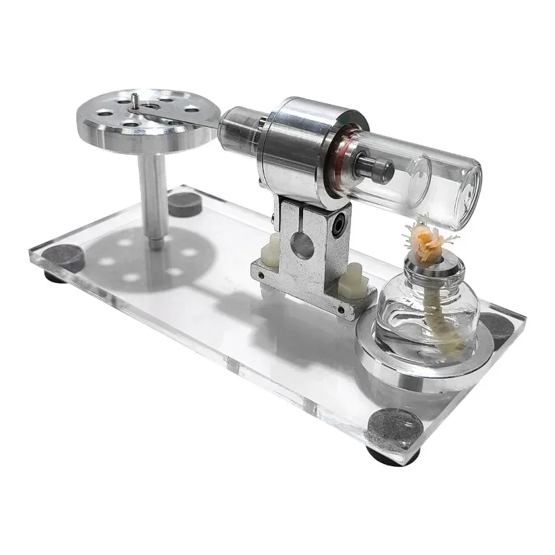 

Hot Air Stirling Engine Horizontal Aluminum Alloy External Combustion Engine Model Scientific Physics Experiment Toy Gift