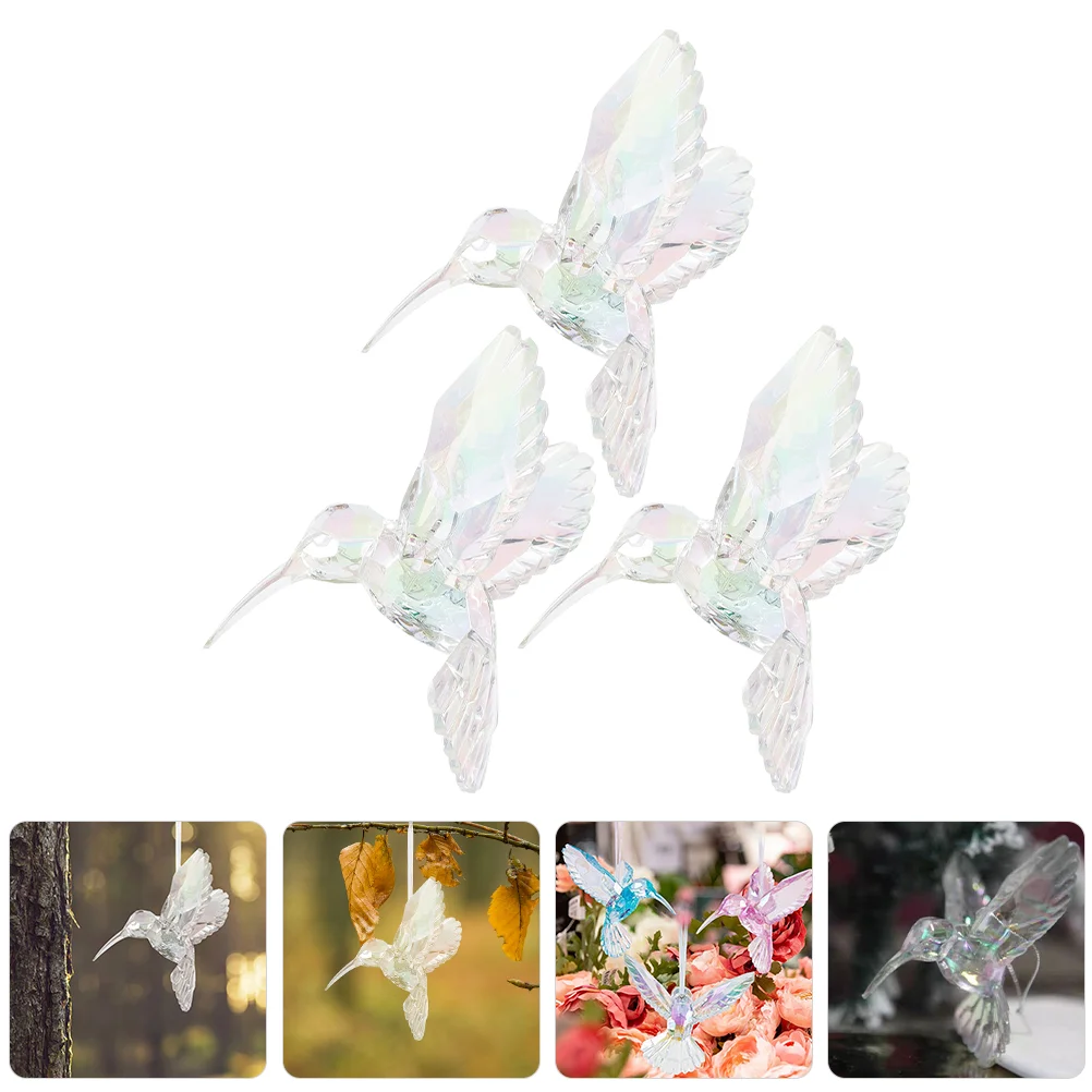 

Hummingbird Ornament Acrylic Iridescent Clear Hummingbird Pendants for Decor