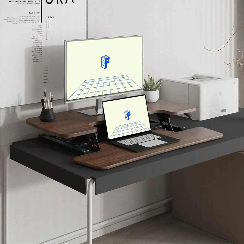 35" Height Adjustable Standing Desk Converter Sit-to-Stand Desk Riser for Home and Office Computer Workstation with  Wide 2
