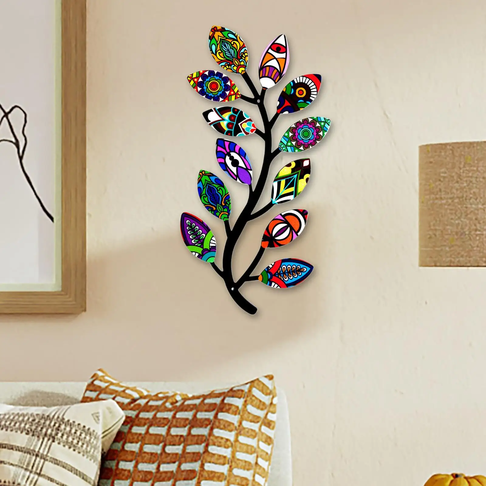 Metal Tree Branch Wall Decor Iron Art Ornament for Bedroom Indoor Outdoor Patio Decorative Wall Decor Window Artwork Hanging