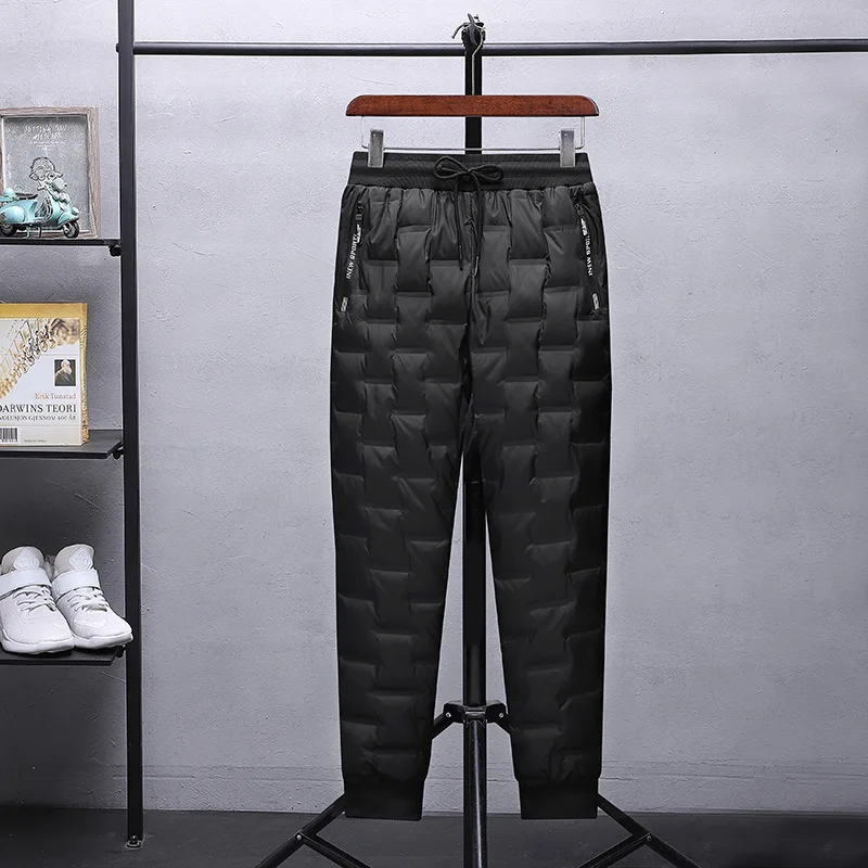 

Men's Down Pants White Duck Down Outerwear Pants Winter Plus Size Warm Waterproof Cold Resistant Leggings 135kg 8xl